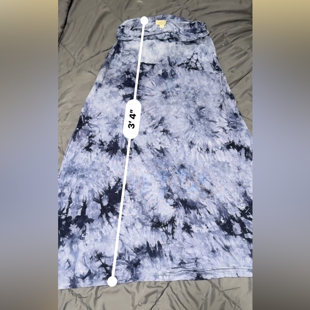 Blue Tie-Dye Sleeveless Full Length Skirt